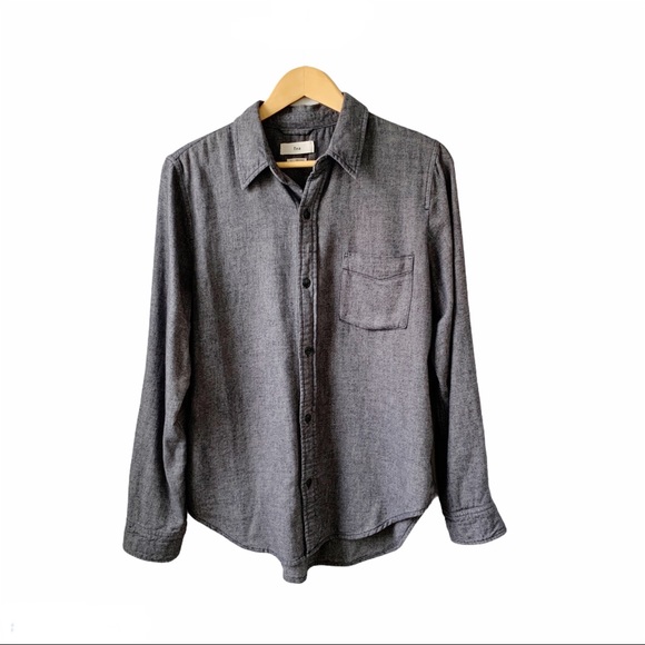 Aritzia TNA Grey Button Down Flannel Shirt Sz L